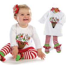 Ropa de estilo navideño para bebé, conjunto de ropa de dibujos animados para niño y niña, camiseta + pantalón, 2 uds. Para bebé de 3 a 6 años 2021 2024 - compra barato