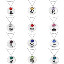 12pcs/lot Zodiac Constellation Signs Pendant Necklace Rhinestone Birthstone Necklace Women Girl Friend Birthday Gift Jewelry 2024 - buy cheap