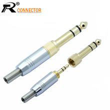 100pcs/50sets 2 in 1 Screw-in Audio Connector 6.35mm male to 3.5mm female jack + 3.5mm Stereo Plug W/Spring Adapter Assembly 2024 - купить недорого