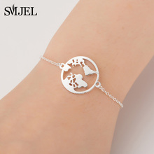 SMJEL Creative Design World Map Bracelet Bangle Round Globe Wanderlust Jewelry Personalize Fashion Travel Earth Bracelets 2024 - buy cheap