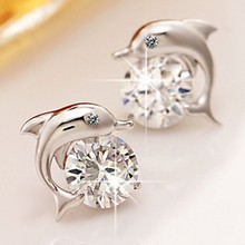 Pendientes de cristal hermoso para mujer, joyería de ojo de delfín CZ 2024 - compra barato