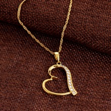 Collar y colgante de corazón de cristal clásico para mujer, cadena redonda de diamantes de imitación, joyería para el Día de San Valentín 2024 - compra barato