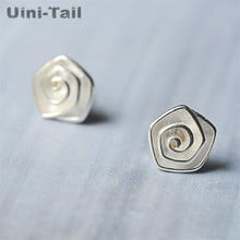 Brinco de flor espiral pentagonal uini-tail, prata esterlina 925, joia de alta qualidade, estilo fashion 2024 - compre barato
