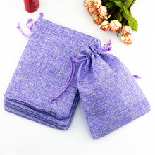 Sacos de juta roxo 50 modos 7*9cm, sacos de serapilheira de cordão pequeno, bolsas de linho de incenso, presentes de jóias, sacos de embalagem 2024 - compre barato