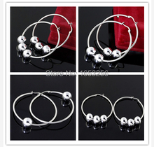 Wholesale 5pair  Surgical Stainless Steel Hoop Earrings With 6mm Steel Solid Ball Beads Charms   For Women 2024 - buy cheap