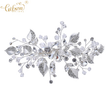 New Bridal Barrette Jewelry Delicate Crystal Hair Clip Women Barrette Headpiece Leaf Side Clips For Wedding 2024 - buy cheap