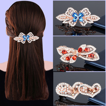 Luxury Women Crystal Heart Flower Barrettes Vintage Korean Hairgrips Hair Clip Pins Wedding Jewelry Hair Accessories For Girl 2024 - buy cheap