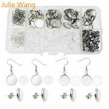Julie Wang 180PCS/Box Stailess Steel Cabochons Base Setting With 12mm Glass Stud Earring Accessory Set  Earrings Jewelry Making 2024 - buy cheap