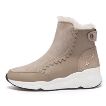 Botas de nieve clásicas para mujer, botines con plataforma de media caña, de ante, cálidos altos, de felpa, para motocicleta, Invierno 2024 - compra barato