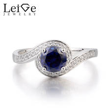 Leige Jewelry Blue Sapphire Ring Anniversary Ring September Birthstone Round Cut Blue Gemstone 925 Sterling Silver Ring for Her 2024 - buy cheap