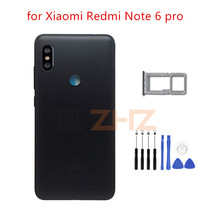 for Xiaomi Redmi Note 6 Pro Battery Back Cover Rear Housing Metal Door Camera Glass Lens + Side Key card tray+tools Repair Parts 2024 - buy cheap