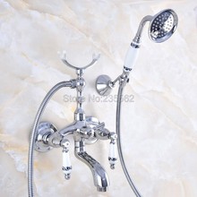 Grifo de bañera montado en la pared, cromado, estilo de teléfono, conjunto de ducha de baño con ducha de mano, lna753 2024 - compra barato