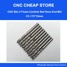 10pcs 3.175*15MM Two Flutes Ball Nose Bits Carbide End Mill Wood Engraving Cutting Tools CNC Router Cutters, Acrylic, PVC 2024 - buy cheap