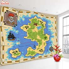 ShineHome-papel pintado de dibujos animados para sala de estar, papel tapiz moderno no tejido con mapa del Tesoro para niños y bebés 2024 - compra barato