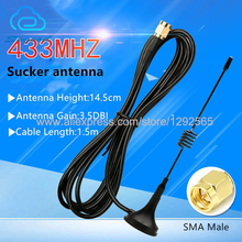 433MHZ wireless data transmission module small sucker antenna omnidirectiional 3.5dbi gain SMA male needle RG174 1.5m cable 2024 - buy cheap