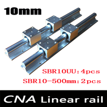 2pcs SBR10 L 500mm linear rail support with 4pcs SBR10UU linear guide auminum bearing sliding block cnc parts 2024 - buy cheap
