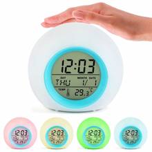 LED 7Colors Change Night Glowing Digital Alarm Clock Natural Sounds nixie table watch electronic desk clock for kids alarm clock 2024 - buy cheap