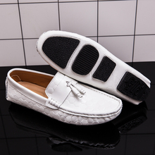 white loafers casual shoes men summer slip on loafers soft italian genuine leather flats super light Moccasins driving shoes 2024 - buy cheap