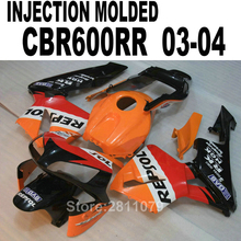 Injection motorcycle fairing kit for Honda CBR600RR 03 04 orange black fairings set CBR600RR 2003 2004 AT29 2024 - buy cheap