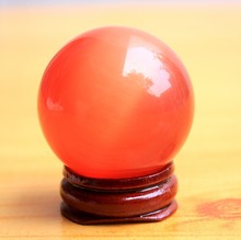Красивый азиатский кварцевый кристаллический лечебный шар с красными глазами 40 мм + подставка 2024 - купить недорого