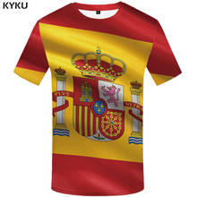 Мужская футболка с испанским флагом KYKU, Футболка мужская хип-хоп с коротким рукавом и 3d принтом, лето 2019 2024 - купить недорого