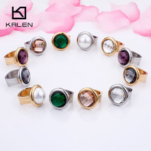 Anéis de anillos kalen mujer, joia de aço inoxidável com múltiplas cores de vidro para mulheres alianças de casamento 2024 - compre barato
