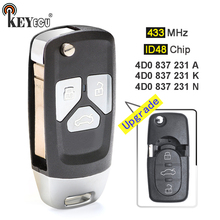 KEYECU 433MHz ID48 P/N: 4D0 837 231 A/ K/ N Upgraded Flip 3 Button Remote Car Key Fob for Audi A3 A4 A6 A8 B5 RS4 RS6 TT Quattro 2024 - buy cheap