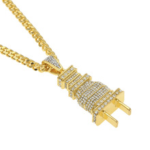 Ожерелье с кулоном Стразы в стиле хип-хоп для мужчин, украшение в стиле рэпера с кубинской цепью 28 дюймов, цвет золото и серебро 2024 - купить недорого