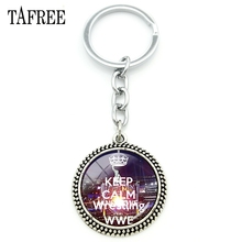 TAFREE Fashion Wrestling Key Chain Vintage Style Glass Round Pendant Key Chain Ring Holder  Student Gift Jewelry WR05 2024 - buy cheap