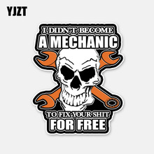 YJZT 8.9CM*10.7CM Personality I DIDN'T BECOME MECHANIC SKULL Head Decal Car Sticker 6-2969 2024 - buy cheap