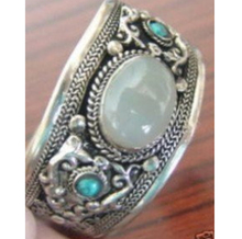 hot sell new - Handcrafted Ethnic Carve  dragon Men's tibet silver  Moonstone Jewelry Turquoises cuff bracelet bangle 2024 - buy cheap