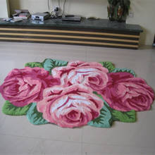 Free shipping handmade 4 rose art rug for bedroom/bedside art carpet romantic rose 2024 - buy cheap