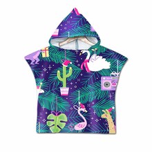 Lannidaa-toalla con capucha de microfibra para niños, toalla de playa con estampado Digital 3D de flamencos y Cactus, bonito abrigo 2024 - compra barato