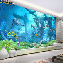 beibehang Custom wall paper photo underwater world cartoon shark Restaurant Kindergarten children's room 3d wall mural wallpaper 2024 - buy cheap