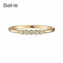 Baihe solid 14 k ouro amarelo 0.04ct redondo h/si diamantes naturais noivado mulheres na moda jóias finas belo anel de presente de diamante 2024 - compre barato