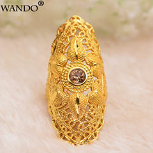 Wando  New Ethiopian brown Stone Wedding Ring for Women Gold Color Ring Eritrea Africa Fashion Ring Middle East Jewelry 2024 - buy cheap