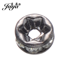 JUYA-Cuentas espaciadoras sueltas para la fabricación de joyas, cuentas de 4mm, Color dorado/plateado, diamantes de imitación, cuentas de cristal y Metal, PR0001, 100 unids/lote 2024 - compra barato