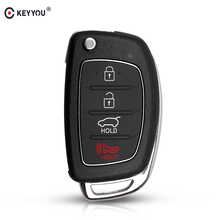 KEYYOU-carcasa para llave de coche, carcasa para mando a distancia, 4 botones, sin cortar, para Hyundai Mistra HB20 SANTA FE IX35 IX45 Accent I40 Solaris 2024 - compra barato