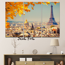 Lienzo pintura arte Vista de París paisaje urbano 3 piezas pared arte pintura Modular fondos póster impresión decoración del hogar 2024 - compra barato