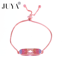 Alta calidad Metal de cobre Micro pavé Multi-color Zirconia cúbica Rhinestone colgante largo encanto pulseras ajustable Chian pulsera 2024 - compra barato