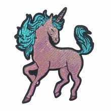 Large Pink Unicorn Sequined Patches Iron on Beading Paillettes Patches Decorative Accessories Big Motif Horse Sequin Patch 2024 - buy cheap