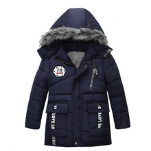 Inverno quente espessamento gola de pele longa criança casaco crianças outerwear à prova de vento velo forro bebê meninos meninas jaquetas para 90-120cm 2024 - compre barato