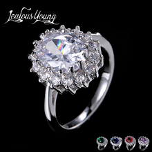 Classic Oval Cubic Zircon Engagement Ring for Party Blue Red Green Stone Crystal Big Rings for Women Bague Female Jewelry AR099 2024 - buy cheap