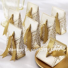 Cajas de dulces doradas con cinta de regalo de boda, 500 Uds., venta al por mayor 2024 - compra barato