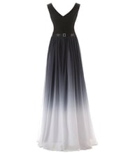 Bealegantom 2021 Stock Gradient Long Chiffon Evening Dresses With Lace Up V-Neck Formal Prom Party Gown Vestido Longo QA1561 2024 - buy cheap