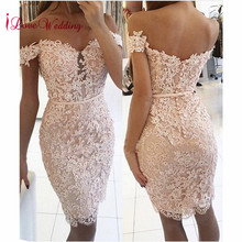 Hot Sell 2020 Cocktail Dresses Sweetheart Off the Shoulder Lace Applique Beaded Pink Lace Fashion Graduation Party Women Gown 2024 - buy cheap
