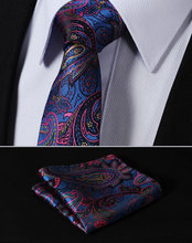TF3006B7 Blue Pink Paisley 2.75" 100%Silk Jacquard Woven Slim Skinny Narrow Men Tie Necktie Handkerchief Pocket Square Suit Set 2024 - buy cheap
