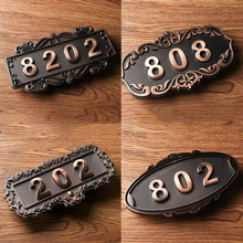 Acrylic antique copper relief number of modern house Hotel Home door number outdoor address plate Number of home address sign 2024 - buy cheap