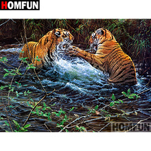 HOMFUN 5D DIY Алмазная картина полностью квадратная/круглая дрель "животное тигр" 3D вышивка крестиком подарок домашний декор A00922 2024 - купить недорого