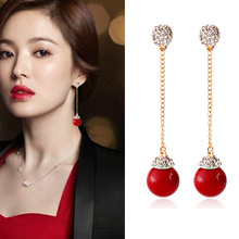 Korean Elegant Bride Long Tassel Pearl Earrings Rhinestone Ear Clips Non Pierced Earrings Women Fashion Wedding Accessories 2024 - buy cheap